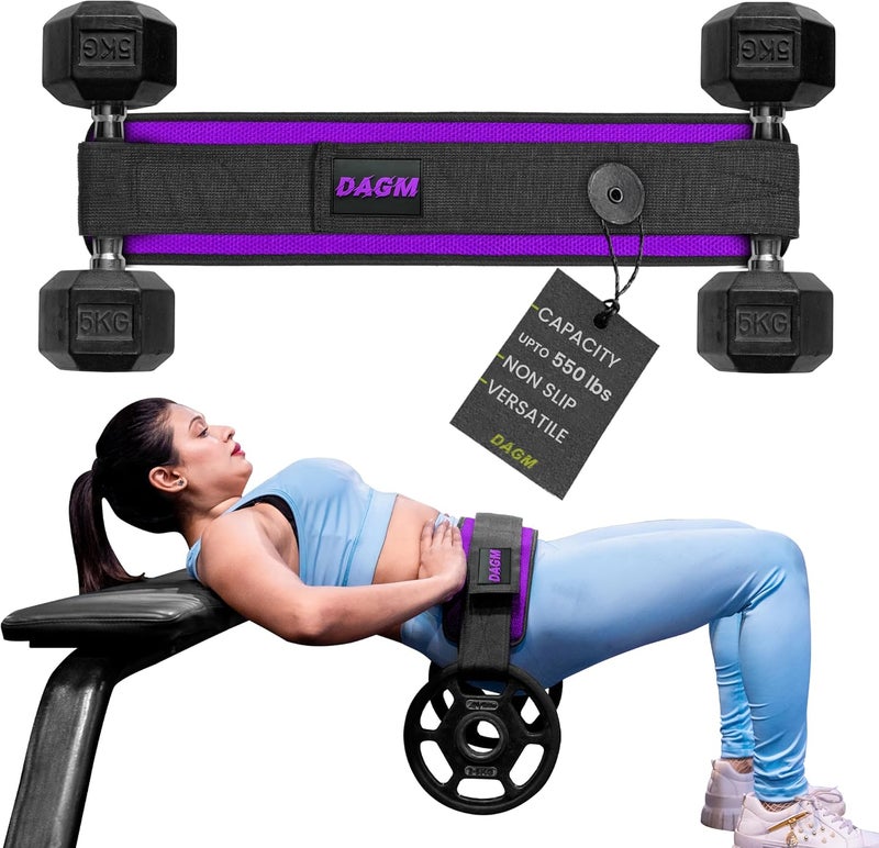 DAGM Hip Thrust Belt for Dumbbells heavy, Secure Glute Trainer with Non-Slip Extra Padding That Protects Your Hips - Ideal for Gym & Home Workouts - Use with Heavy Duty Kettlebells, Dumbbells, & Plates Hold up to 500 lbs - Image 1